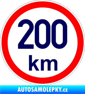 Samolepka Maximální rychlost 200km - nejvyšší konstrukční rychlost tmavě modrá