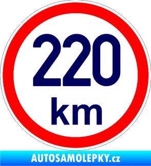Samolepka Maximální rychlost 220km - nejvyšší konstrukční rychlost tmavě modrá