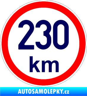 Samolepka Maximální rychlost 230km - nejvyšší konstrukční rychlost tmavě modrá