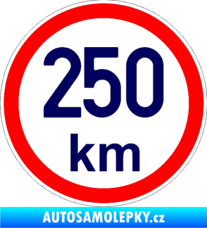 Samolepka Maximální rychlost 250km - nejvyšší konstrukční rychlost tmavě modrá