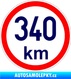 Samolepka Maximální rychlost 340km - nejvyšší konstrukční rychlost tmavě modrá