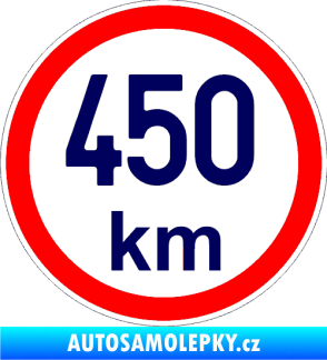Samolepka Maximální rychlost 450km - nejvyšší konstrukční rychlost tmavě modrá