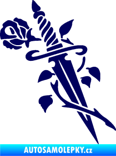 Samolepka Meč s růží pravá tmavě modrá