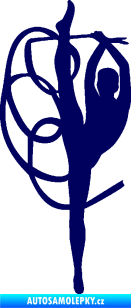 Samolepka Moderní gymnastika 002 levá gymnastka se stuhou tmavě modrá