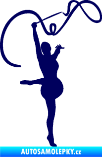 Samolepka Moderní gymnastika 003 pravá gymnastka se stuhou tmavě modrá