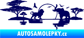 Samolepka Motiv Afrika levá -  zvířata u vody tmavě modrá