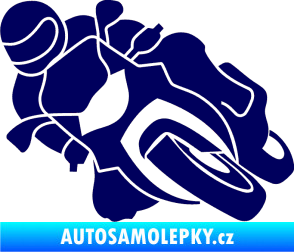 Samolepka Motorka 001 levá silniční motorky tmavě modrá