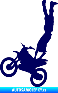 Samolepka Motorka 019 levá motokros freestyle akrobacie na motorce tmavě modrá