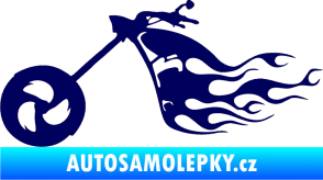 Samolepka Motorka 042 levá plameny tmavě modrá
