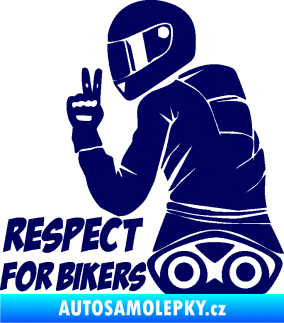 Samolepka Motorkář 003 levá respect for bikers nápis tmavě modrá