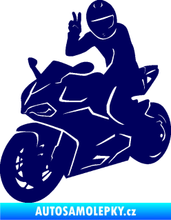 Samolepka Motorkář 006 levá tmavě modrá