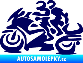 Samolepka Motorkář 009 levá se spolujezdcem tmavě modrá