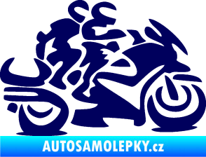 Samolepka Motorkář 009 pravá se spolujezdcem tmavě modrá