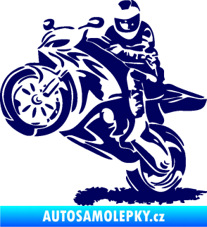 Samolepka Motorkář 010 levá tmavě modrá
