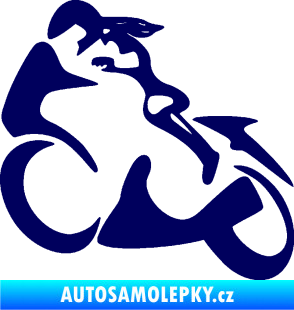 Samolepka Motorkářka 001 levá tmavě modrá