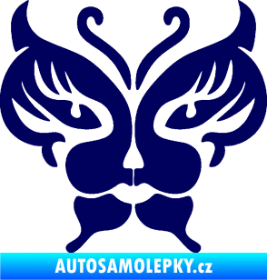 Samolepka Motýl 016 kočičí obličej tmavě modrá