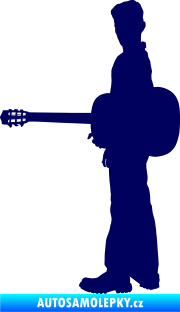 Samolepka Music 003 levá hráč na kytaru tmavě modrá