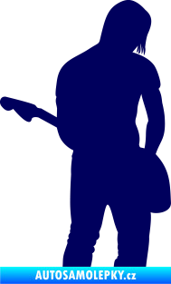 Samolepka Music 005 pravá hráč na kytaru tmavě modrá