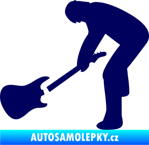 Samolepka Music 007 levá rocker s kytarou tmavě modrá