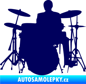 Samolepka Music 009 levá hráč na bicí tmavě modrá