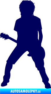 Samolepka Music 010 levá rocker s kytarou tmavě modrá