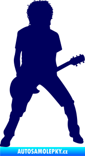 Samolepka Music 010 pravá rocker s kytarou tmavě modrá