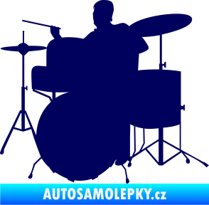 Samolepka Music 011 levá hráč na bicí tmavě modrá