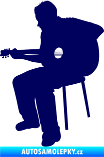 Samolepka Music 012 levá  kytarista tmavě modrá