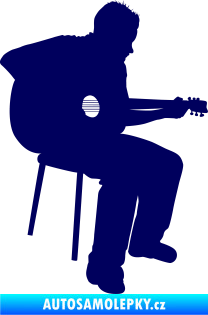 Samolepka Music 012 pravá  kytarista tmavě modrá