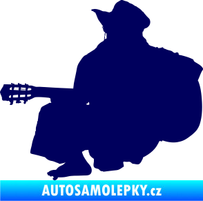 Samolepka Music 014 levá hráč na kytaru tmavě modrá