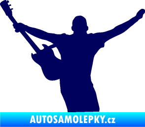 Samolepka Music 024 levá kytarista rocker tmavě modrá