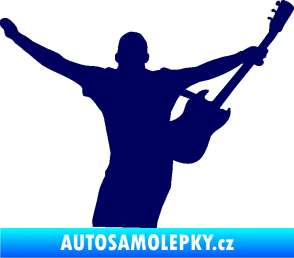 Samolepka Music 024 pravá kytarista rocker tmavě modrá