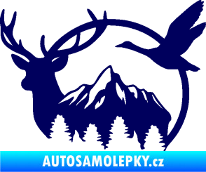 Samolepka Myslivost 002 levá lesní zvěř tmavě modrá