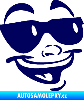 Samolepka Obličej 005 pravá veselý s brýlemi tmavě modrá