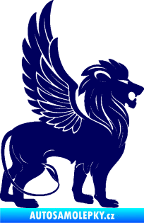 Samolepka Okřídlený lev 001 pravá mytické zvíře tmavě modrá