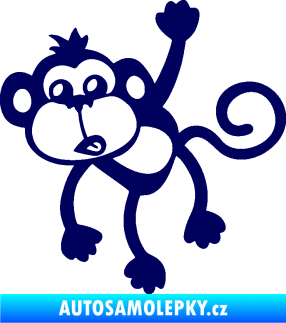 Samolepka Opice 005 levá visí za ruku tmavě modrá