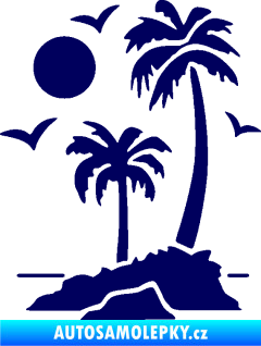 Samolepka Ostrov 002 levá palmy a moře tmavě modrá
