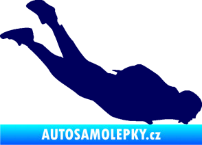 Samolepka Parašutista 003 pravá skok z letadla tmavě modrá