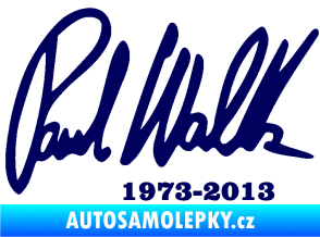 Samolepka Paul Walker 003 podpis a datum tmavě modrá