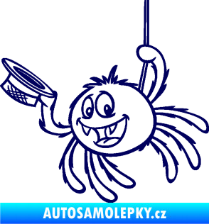 Samolepka Pavouk 022 levá s kloboučkem tmavě modrá