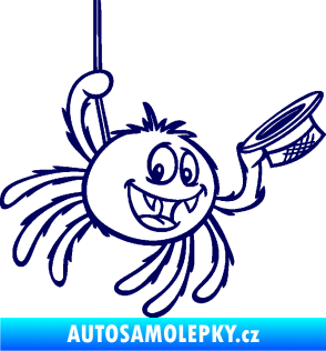Samolepka Pavouk 022 pravá s kloboučkem tmavě modrá