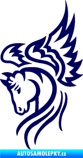 Samolepka Pegas 003 levá okřídlený kůň hlava tmavě modrá