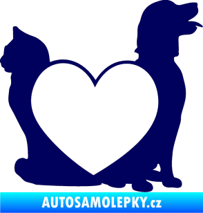 Samolepka Pejsek a kočička love pravá tmavě modrá
