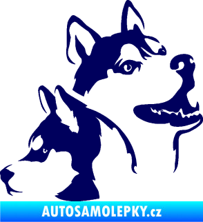 Samolepka Pes 117 pravá husky tmavě modrá
