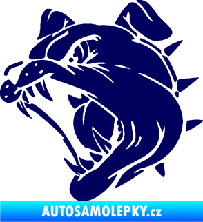 Samolepka Pes 136 levá rozzuřený buldok tmavě modrá