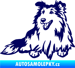 Samolepka Pes 162 levá sheltie tmavě modrá