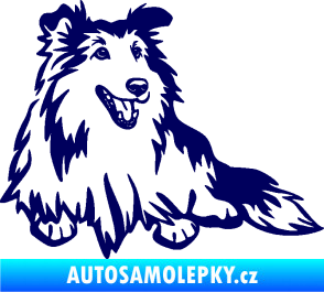 Samolepka Pes 162 pravá sheltie tmavě modrá