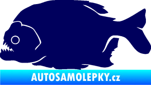 Samolepka Piraňa 001 levá dravá ryba tmavě modrá