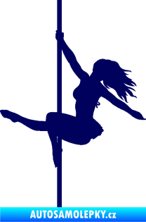 Samolepka Pole dance 001 levá tanec na tyči tmavě modrá