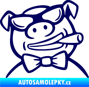 Samolepka Prase 005 pravá s doutnikem tmavě modrá